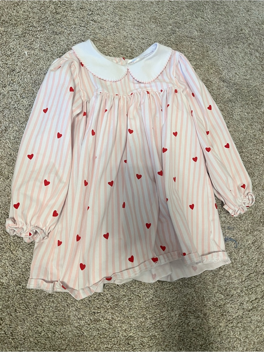 Pink & Red Heart Striped Peter Pan Collar Tunic